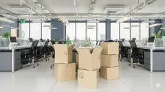 Office relocation in Hertfordshire — desks and IT being moved